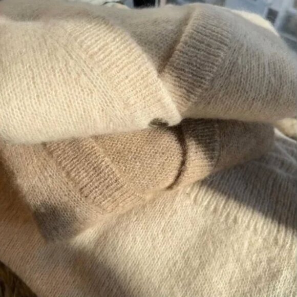 Jenni Kayne Boyfriend Alpaca Wool Knit Cardigan - Sand Cream Off White - Picture 6 of 8